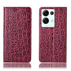 Leather Case Stands Flip Cover Holder H16P for Oppo Reno8 Pro 5G Red