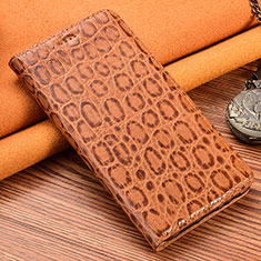 Leather Case Stands Flip Cover Holder H16P for Realme 11 Pro 5G Light Brown