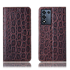 Leather Case Stands Flip Cover Holder H16P for Realme Q3s 5G Brown