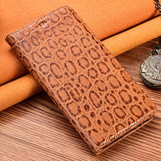 Leather Case Stands Flip Cover Holder H16P for Samsung Galaxy S20 Light Brown