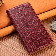 Leather Case Stands Flip Cover Holder H16P for Samsung Galaxy S21 Ultra 5G Red