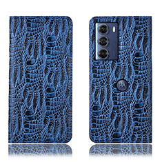 Leather Case Stands Flip Cover Holder H17P for Motorola Moto Edge S30 5G Blue