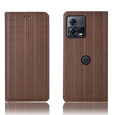 Leather Case Stands Flip Cover Holder H17P for Motorola Moto Edge S30 Pro 5G Brown