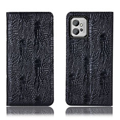 Leather Case Stands Flip Cover Holder H17P for Motorola Moto G32 Black