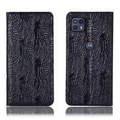 Leather Case Stands Flip Cover Holder H17P for Motorola Moto G50 5G Black