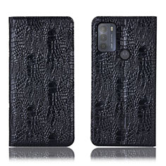 Leather Case Stands Flip Cover Holder H17P for Motorola Moto G50 Black