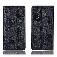 Leather Case Stands Flip Cover Holder H17P for Oppo A76 Black