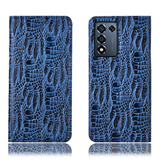 Leather Case Stands Flip Cover Holder H17P for Oppo K9S 5G Blue