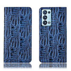 Leather Case Stands Flip Cover Holder H17P for Oppo Reno6 Pro 5G Blue
