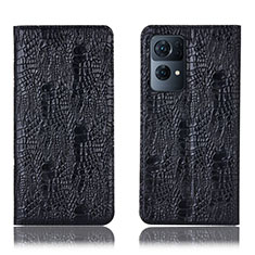 Leather Case Stands Flip Cover Holder H17P for Oppo Reno7 Pro 5G Black