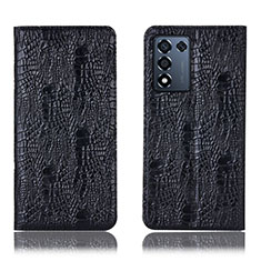 Leather Case Stands Flip Cover Holder H17P for Realme Q3s 5G Black