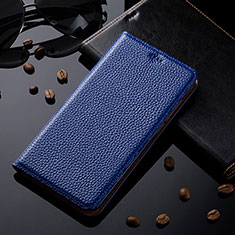 Leather Case Stands Flip Cover Holder H17P for Vivo iQOO 9 5G Blue