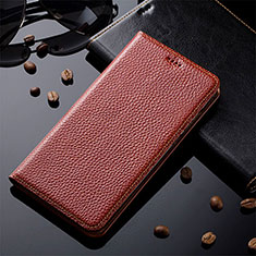 Leather Case Stands Flip Cover Holder H17P for Vivo iQOO 9 Pro 5G Brown