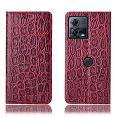 Leather Case Stands Flip Cover Holder H18P for Motorola Moto Edge 30 Fusion 5G Red