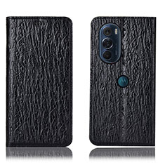 Leather Case Stands Flip Cover Holder H18P for Motorola Moto Edge 30 Pro 5G Black