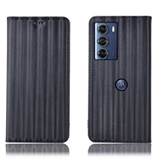 Leather Case Stands Flip Cover Holder H18P for Motorola Moto Edge S30 5G Black