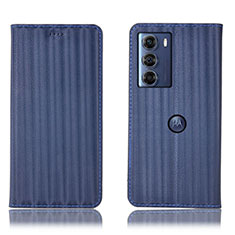 Leather Case Stands Flip Cover Holder H18P for Motorola Moto Edge S30 5G Blue