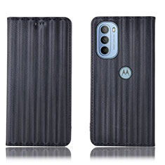 Leather Case Stands Flip Cover Holder H18P for Motorola Moto G31 Black