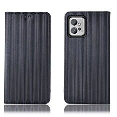 Leather Case Stands Flip Cover Holder H18P for Motorola Moto G32 Black