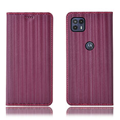 Leather Case Stands Flip Cover Holder H18P for Motorola Moto G50 5G Purple