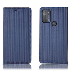 Leather Case Stands Flip Cover Holder H18P for Motorola Moto G50 Purple