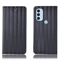 Leather Case Stands Flip Cover Holder H18P for Motorola Moto G71 5G Black