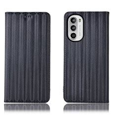 Leather Case Stands Flip Cover Holder H18P for Motorola Moto G71s 5G Black