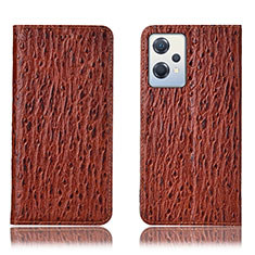 Leather Case Stands Flip Cover Holder H18P for OnePlus Nord CE 2 Lite 5G Brown