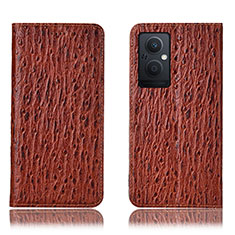 Leather Case Stands Flip Cover Holder H18P for OnePlus Nord N20 5G Brown