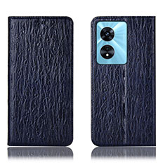 Leather Case Stands Flip Cover Holder H18P for Oppo A1 5G Blue