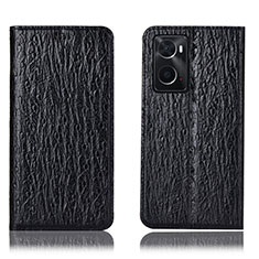 Leather Case Stands Flip Cover Holder H18P for Oppo A76 Black