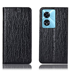 Leather Case Stands Flip Cover Holder H18P for Oppo A97 5G Black