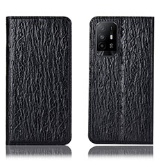 Leather Case Stands Flip Cover Holder H18P for Oppo F19 Pro+ Plus 5G Black