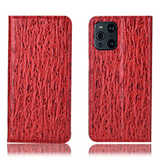 Leather Case Stands Flip Cover Holder H18P for Oppo Find X3 5G Red