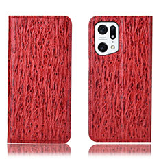 Leather Case Stands Flip Cover Holder H18P for Oppo Find X5 5G Red