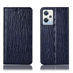 Leather Case Stands Flip Cover Holder H18P for Oppo K10X 5G Blue