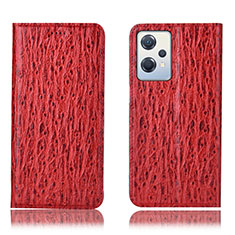 Leather Case Stands Flip Cover Holder H18P for Oppo K10X 5G Red
