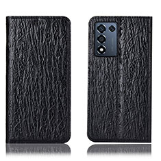 Leather Case Stands Flip Cover Holder H18P for Oppo K9S 5G Black