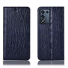 Leather Case Stands Flip Cover Holder H18P for Oppo K9S 5G Blue