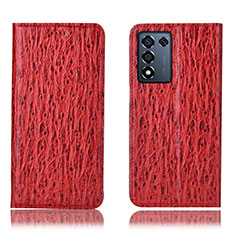Leather Case Stands Flip Cover Holder H18P for Oppo K9S 5G Red