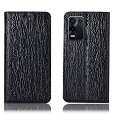 Leather Case Stands Flip Cover Holder H18P for Oppo K9X 5G Black