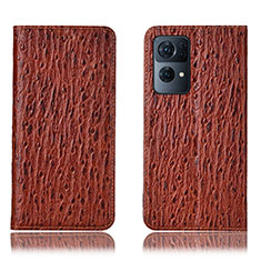 Leather Case Stands Flip Cover Holder H18P for Oppo Reno7 Pro 5G Brown