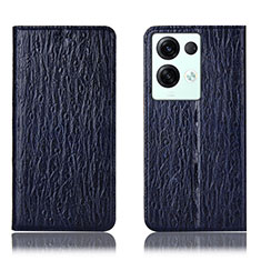 Leather Case Stands Flip Cover Holder H18P for Oppo Reno8 Pro 5G Blue
