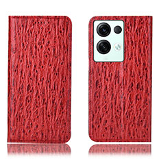 Leather Case Stands Flip Cover Holder H18P for Oppo Reno8 Pro 5G Red