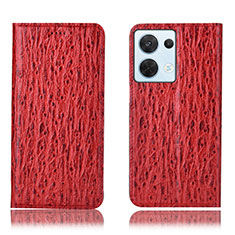 Leather Case Stands Flip Cover Holder H18P for Oppo Reno9 Pro 5G Red