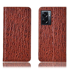 Leather Case Stands Flip Cover Holder H18P for Realme Narzo 50 5G Brown