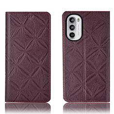 Leather Case Stands Flip Cover Holder H19P for Motorola Moto Edge (2022) 5G Red Wine