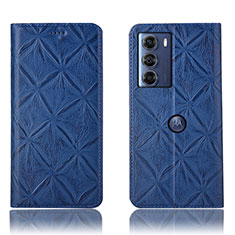 Leather Case Stands Flip Cover Holder H19P for Motorola Moto Edge S30 5G Blue