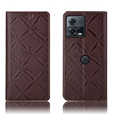 Leather Case Stands Flip Cover Holder H19P for Motorola Moto Edge S30 Pro 5G Brown