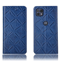 Leather Case Stands Flip Cover Holder H19P for Motorola Moto G50 5G Blue